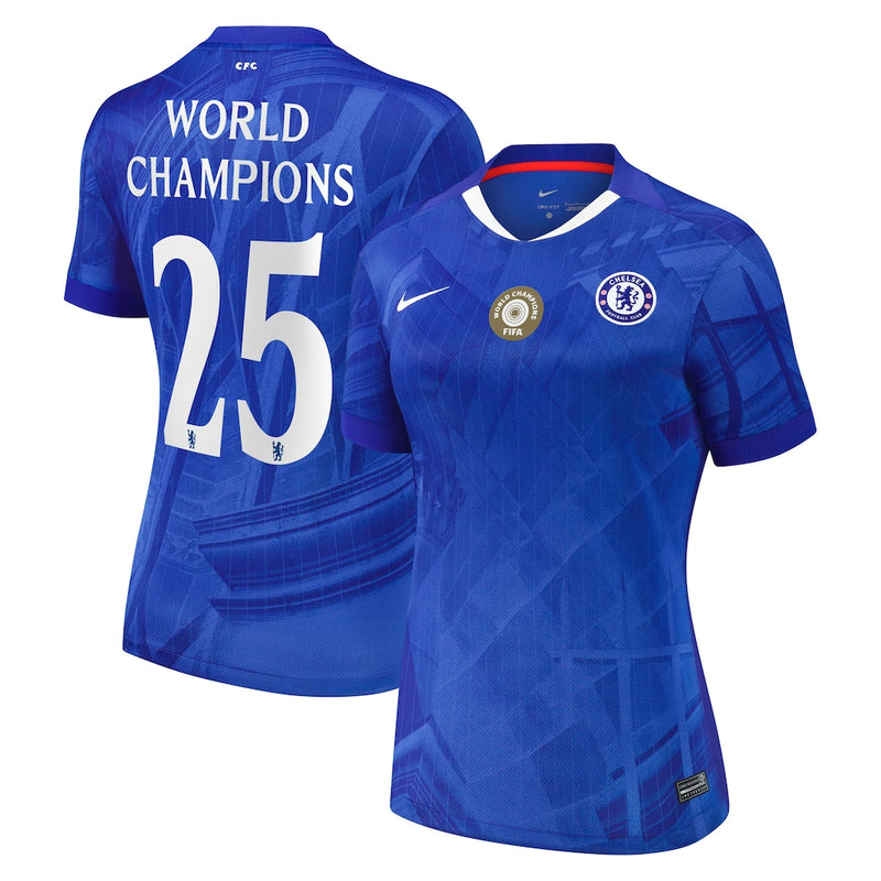 Chelsea Cup Home Stadium Womens  Shirt 2025-26 -With World Champions 25 chest badge